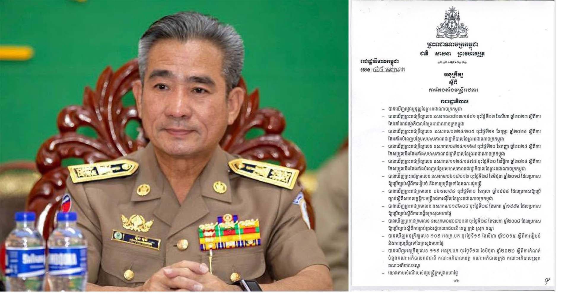 ផ្ទេរភារកិច្ច លោក ម៉ឹង វុធី ពីអភិបាលរងខេត្តតាកែវ ទៅជាអភិបាលរងខេត្តកំពង់ឆ្នាំង